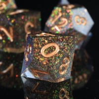 MINI PLANET Jeu de dés polyédriques en résine personnalisée de 7 pièces, fabriqué à la main, Dragon&Dungeon, jeu de société DND avec des bords tranchants