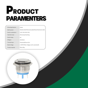 Lvbo thép không gỉ nhôm Chốt đẩy nút chuyển đổi không thấm nước 4 vít thiết bị đầu cuối dẫn 19mm gắn lỗ đường kính phẳng - Product Image 2