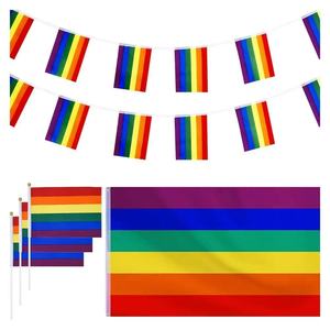 Banderas Personalizadas al por Mayor Hechas <span class=keywords><strong>de</strong></span> 100% Poliéster 14*21cm, Arcoíris LGBT Orgullo Homosexual Varios Tamaños - Product Image 3