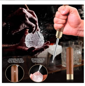 Stainless Steel <b>Ice</b> <b>Pick</b> with Wooden Handle and Sheath Tool for Kitchen - Product Image 2