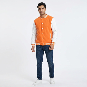 Chaqueta universitaria de béisbol personalizada 100% de lona gruesa de forro polar, impermeable, transpirable y bordada. - Product Image 1
