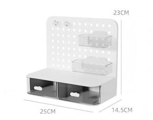 Kit de Combinaison Organisateur de Panneau Perforé Écologique et Multifonctionnel pour Bureau Assis-Debout avec Bacs de Rangement Crochets Étagères Tiroirs pour Usage de Bureau - Product Image 4