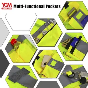 ملابس مخصصة عالية الجودة بالجملة ملابس عمال عاكسة سترة سلامة البناء مع جيوب للرجال - Product Image 5