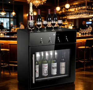 Refrigerador eléctrico de acero inoxidable inteligente múltiple con pantalla táctil LED VANACE, dispensador de vino tinto con 4 botellas - Product Image 1