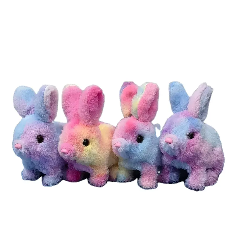 Simulazione coniglio elettrico peluche coniglio colorato può camminare, saltare, spostare le orecchie, chiamare la ragazza giocattoli regalo per il giorno dei bambini