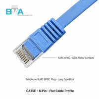 Cable de Red Ethernet Plano CAT5E RJ45 8P8C Macho a Macho, Cable LAN Plano con Conector Chapado en Oro, Longitud Personalizada Disponible
