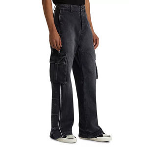 <span class=keywords><strong>Pantaloni</strong></span> <span class=keywords><strong>Cargo</strong></span> da <span class=keywords><strong>uomo</strong></span> in cotone 100% di alta qualità con Logo a vita media stile Vintage <span class=keywords><strong>Jeans</strong></span> Casual traspiranti a gamba larga per l'estate - Product Image 4