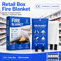 Couverture anti-feu certifiée CE 1x1m en fibre de verre et PVC, avec sac souple et boîte colorée, pour la protection contre les incendies d'huile en cuisine