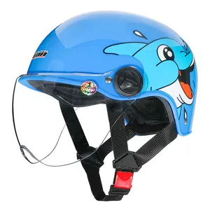 Grosir helm motor pelindung berkendara anak-anak, helm motor untuk anak-anak, topi setengah wajah, topi olahraga untuk anak-anak