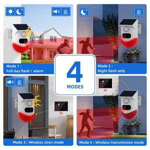 Alarme solaire sans fil 433MHZ avec détecteur de mouvement Sirène de sécurité extérieure 120dB Son fort Alarme solaire pour la faune sauvage - Product Image 3
