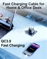 Câble de données USB Type C de haute qualité avec gaine en PVC conforme RoHS, prise en charge de la charge rapide QC3.0, court (0,3 m / 1 pi) pour téléphone portable/tablette/banque d'alimentation