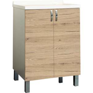 KOALA Meuble évier 2 portes Finition chêne naturel D 60 X L 60 cm - Product Image 1