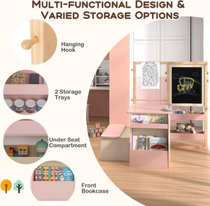 <span class=keywords><strong>Pizarra</strong></span> de Doble Cara Pine Easel para Niños, Centro de Arte, Rollo de Papel para Dibujar, Manualidades, Escritura, Juego de Actividades para Niños Pequeños - Product Image 2