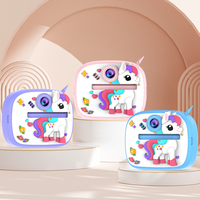 Kamera Instan Anti-Jatuh untuk Anak, Kamera Digital Full HD 32GB MicroSD dengan Cetakan Unicorn Dinosaurus