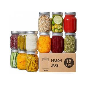 Hot Bán Rộng Miệng 4Oz 8Oz 12Oz 16Oz 32Oz Cấp Thực Phẩm Thủy Tinh Thợ Jar Cho Đóng Hộp Mứt Lưu Trữ Jar - Product Image 1