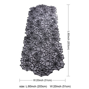 Decorazione della <span class=keywords><strong>tavola</strong></span> di <span class=keywords><strong>Halloween</strong></span> tovaglia di pizzo nero con motivo ragnatela elegante decorazione da pranzo per feste a tema Horror gotico - Product Image 4