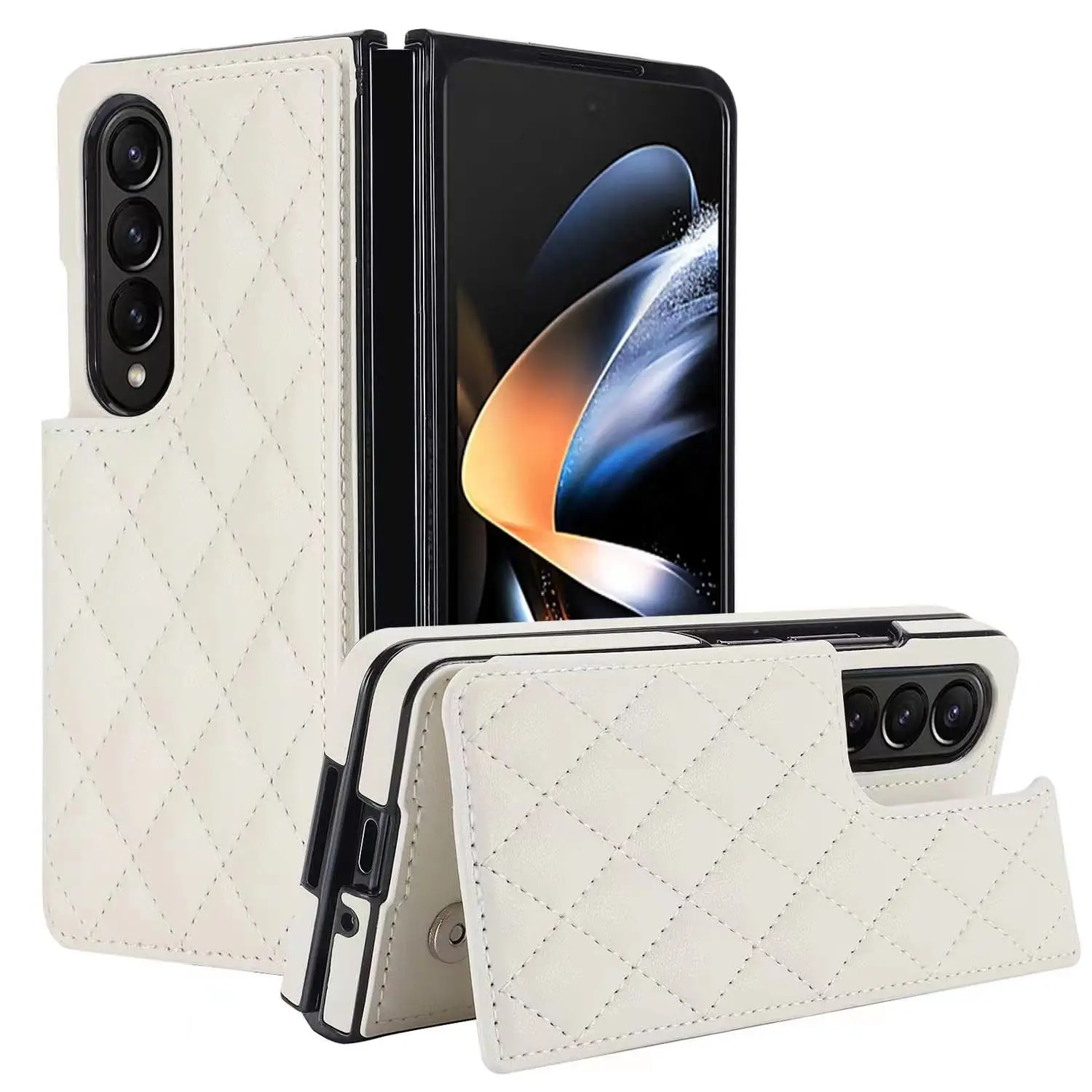 For Samsung Z Fold 5 Leather Case Plaid Phone Case Cover For Samsung Galaxy Z Fold 4 Folding Screen Z Fold 3 PU Leather case