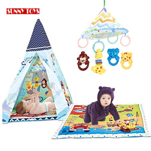 Enfants tente de <span class=keywords><strong>tipi</strong></span> pliable <span class=keywords><strong>tapis</strong></span> de jeu musical pour bébé maison enfants tente de jeu avec des jouets - Product Image 4