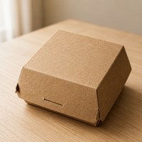 Boîte à hamburger en kraft personnalisable avec logo, biodégradable, écologique, imperméable, support incliné en papier kraft pour frites