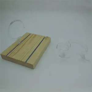 Aluminium slot Wooden watch standing wristwatch display showcase stand watch and jewellery display stand with acrylic C circle