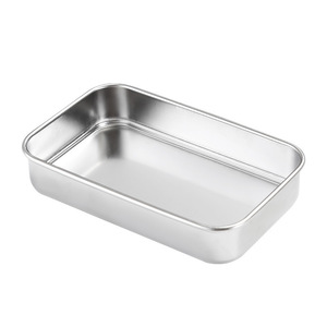 Stainless Steel Rectangular Serving Tray Flat Bottom Narrow Rim For Cold Dishes And Braised Meals - Product Image 1