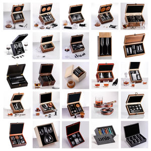 Carafe à liqueur Bourbon 25oz personnalisée 4 11oz double whisky à l'ancienne coffret cadeau boîte transparente en bois de pin couleur noire - Product Image 5