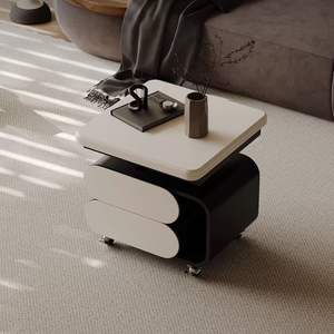 Mesa de Centro de Madera Maciza Color Crema, Forma Ovalada, Mueble Moderno para Sala de Estar, Ideal para Apartamentos Pequeños - Product Image 2