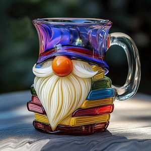 Tasse à café en verre Gnome Book Mug avec barbe et chapeau, idéale pour les lecteurs, cadeau - Product Image 2