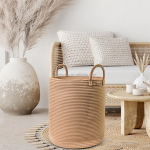 Cesta de ropa para guardería barata personalizada al por mayor, cesta de juguete para bebés, cesta de almacenamiento de cuerda de algodón para mantas, almohadas, ropa - Product Image 4