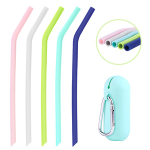 <b>Silicone</b> Straws Reusable Foldable Biodegradable Milk Tea Cup Straws With Cleaning Brush And Case 11mm 8mm - Product Image 3