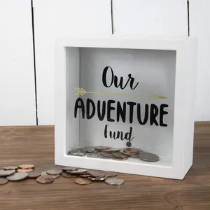 Fonds d'aventure Tirelire en bois Notre fonds d'aventure Vacances Shadow Box Savings Tirelire