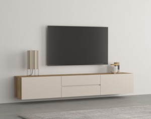 <span class=keywords><strong>Meuble</strong></span> <span class=keywords><strong>TV</strong></span> mural ou sur pied moderne, sans poignée, sur mesure, en matériaux durables, de haute qualité, pour salon - Product Image 5