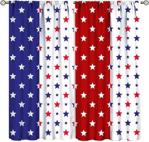 Rideaux du 4 juillet, étoiles patriotiques, rouge, blanc, bleu, draperies pour la fête de l'Indépendance, chambre à coucher, salon, décoration de fenêtre, 2 panneaux - Product Image 5