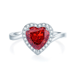 Đồ Trang Sức Thời Trang 925 Sterling Silver Nhẫn Cưới Ruby Red Hình Bầu Dục Vòng Hình Trái Tim Hình Zircon Ice Flower Kim Cương Nhẫn Phụ Nữ - Product Image 1
