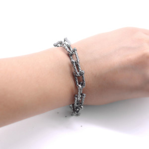 Yunnique Pulsera de cadena de plata tibetana en forma de U, joyería geométrica unisex de moda - Product Image 4