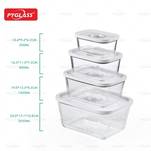 PYGLASS Set Moderno di 4 <span class=keywords><strong>Contenitori</strong></span> in <span class=keywords><strong>Vetro</strong></span> Borosilicato con Pompa per <span class=keywords><strong>Sottovuoto</strong></span>, Adatti al Microonde, Grande Capacità, Portatili per Cucina e Feste - Product Image 2