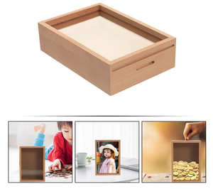 Tirelire en bois avec cadre photo personnalisable, boîte à monnaie <span class=keywords><strong>d</strong></span>écorative, boîte à ombre pour la maison, la chambre à coucher, le bureau - Product Image 5