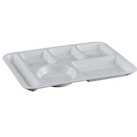 Vente en gros de cantine et cafétéria scolaires de qualité alimentaire servant une plaque à compartiments rectangulaire en mélamine à 6 sections
