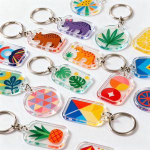 High Quality Transparent Acrylic Keychain UV Printing Custom Cartoon Anime Charms Waterproof Lightweight Custom Color Promotion