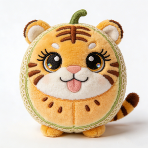 Peluche híbrido de melón tigre esférico personalizado con ribete de cáscara de melón de malla, rayas de tigre bordadas y semillas de melón - Product Image 5