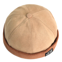 Bonnet Docker Sans Visière Casquette Courte en Velours Côtelé pour Hommes Femmes Y2K Vintage Rétro Streetwear Hiver Automne
