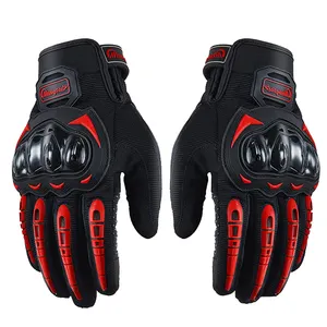 Red Motorcycle Street Gloves Full Finger Touchscreen Motorbike Glove For Riding