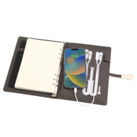 Power Bank Notebook A5 avec charge sans fil Lampe de lecture LED USB 8000mAh Premium Couverture en cuir Reliure à spirale Cadeau
