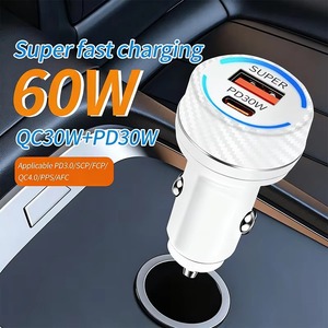 ที่ชาร์จในรถยนต์ 60W PD3.0 USB-A ช่องเสียบคู่ ชาร์จเร็ว สำหรับโทรศัพท์มือถือและแล็ปท็อป - Product Image 1
