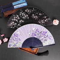 Éventail pliant en bambou fait main, imprimé floral, style chinois, accessoire de danse portable, cadeau de mariage, 21 cm, léger, 25 g