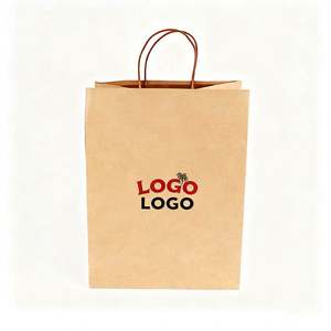 Sac de shopping en papier kraft écologique avec poignées en corde, logo personnalisé imprimé, sac fourre-tout pour boutique de détail et emballage cadeau - Product Image 2
