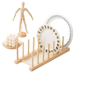 Cross-border wooden kitchen <b>dish</b> rack, cup and bowl drying rack, household water cup and plate draining multi-functional wooden - Product Image 5