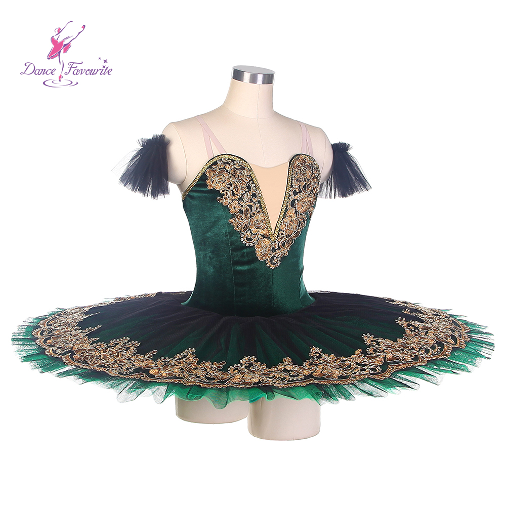 BLL090 Black/Green Ballet Tutu with Stretch Velvet Bodice - Premier Women's Dance  Costume for Performances and Stage Wear