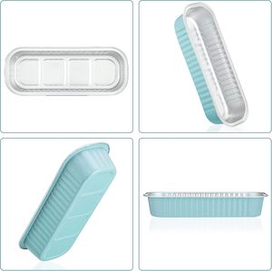 Sky Blue Mini Loaf with Lids Individual <b>Cake</b> Disposable Portable Stackable, 6.8Oz Aluminum Pans <b>Tins</b>, Dessert Cups Party - Product Image 3