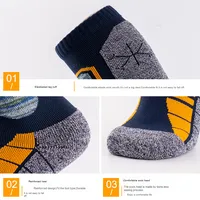 Chaussettes de ski d'extérieur à double planche pour hommes et femmes, serviette de fond en tricot épais 100% coton pour la randonnée